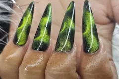 Green Cats Eye Nail Design
