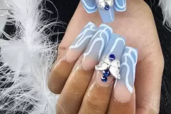 Blue Butterfly Wave Nail Design